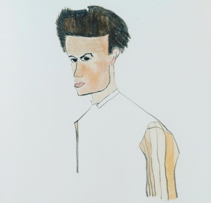 Aquarelle inspirée du portrait d&rsquo;Egon Schiele (septembre&nbsp;2019)